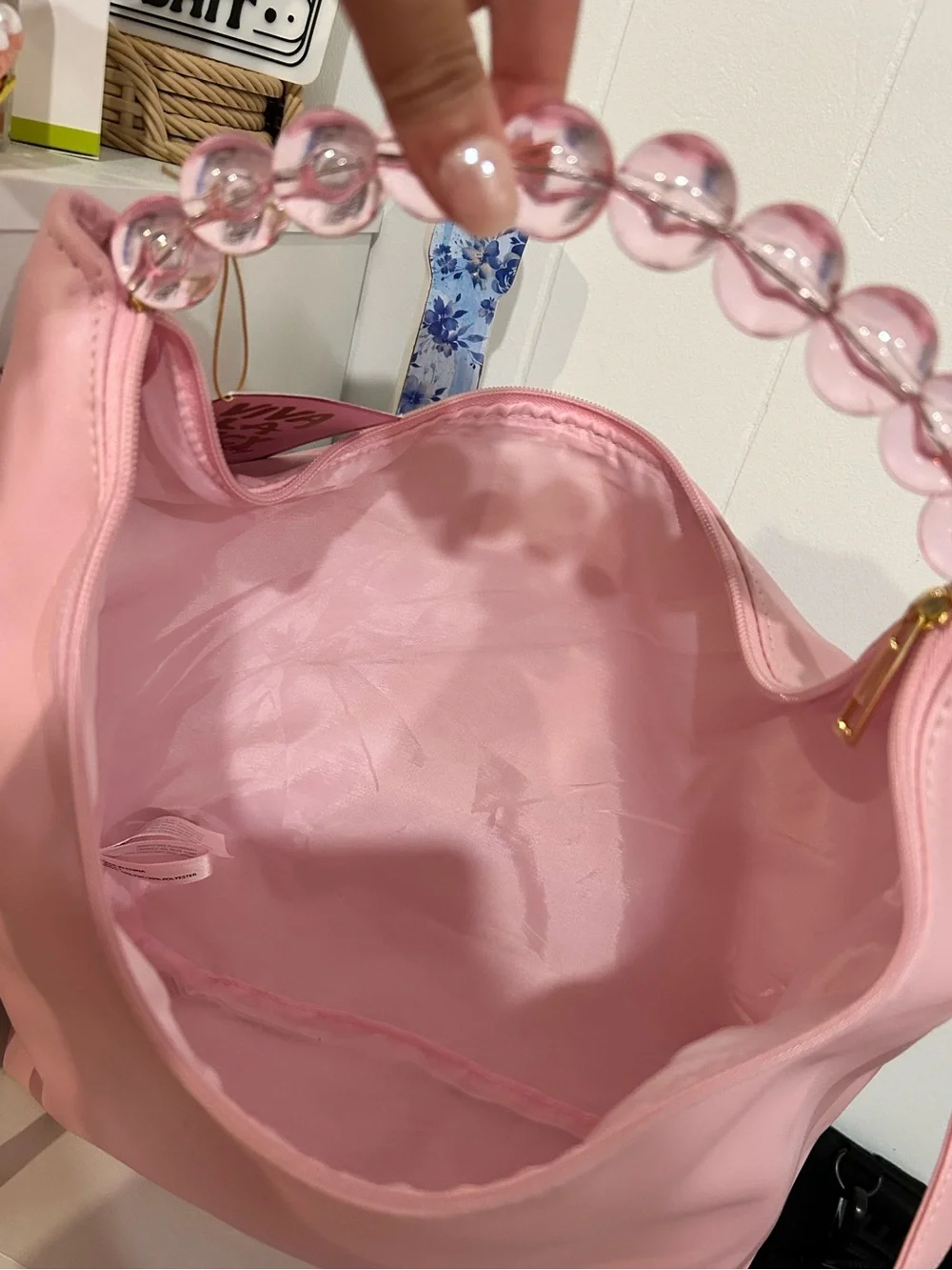Juicy Couture Pastel Pink Bead-Handle Shoulder Bag